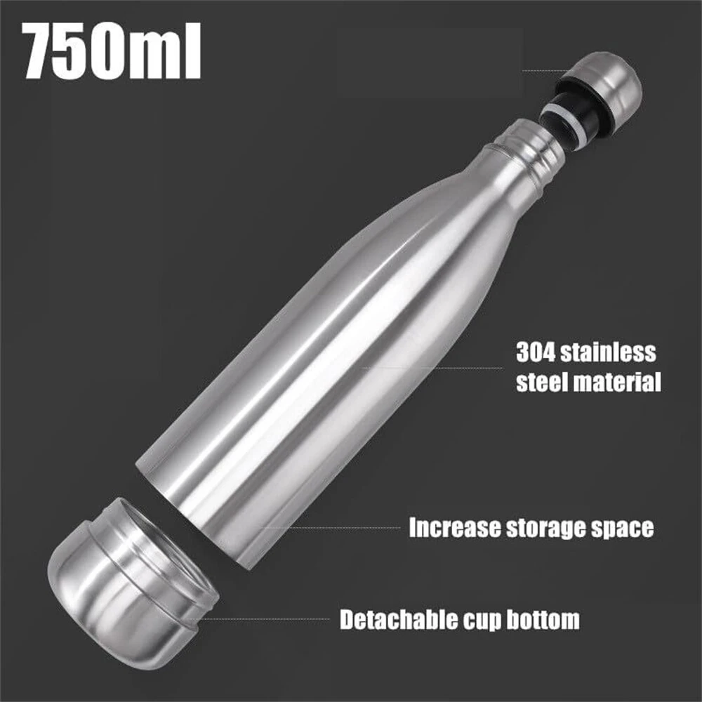 (image for) IPRee 750ml Water Bottle with Compartment Portable Water Bottle Pill Organizer Can Safe Hiding Spot for Money Bonus Key Ring Box