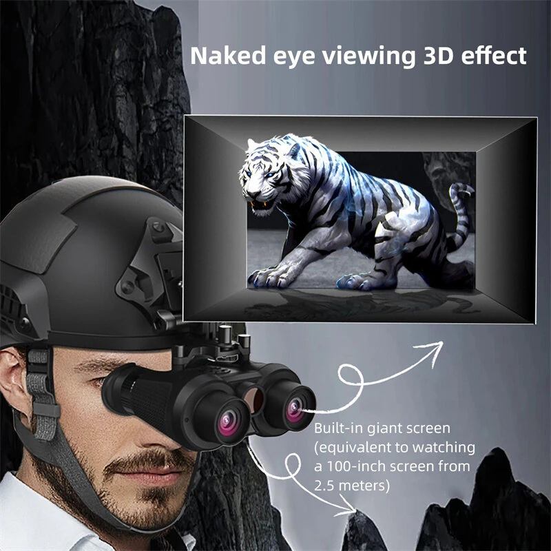 (image for) IPRee Head Mounted Night Vision Goggles 3D VR Digital Infrared Night Vision Binoculars 8064x3024 Photo & 3840x1080 Video Resolutions 150m Night Vision