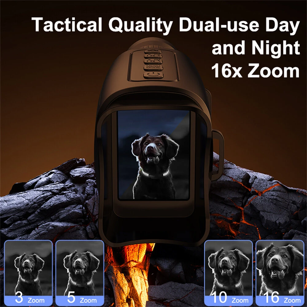 (image for) IPRee Monocular Night Vision Device 1080P HD Infrared Camera 16X Digital Light Zoom Telescope with 2 inch TFT Screen Support Photo and Video Recording