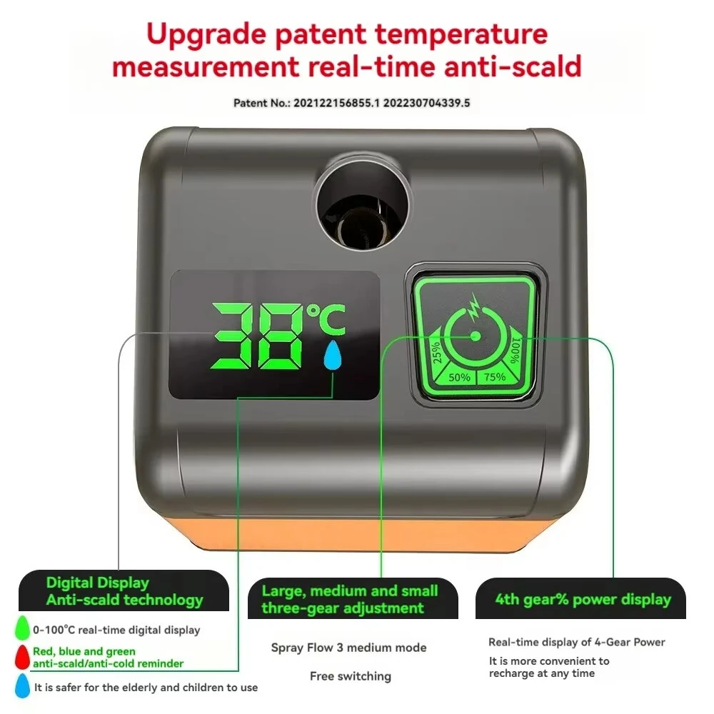 (image for) IPRee Outdoor Camping Shower Portable Electric Shower Pump IPX7 Waterproof 6000/7800mAh with Digital Display Temperature for Camping Travel Beach Dormitory